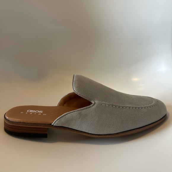 ASOS DESIGN backless mule loafers in stone faux suede with natural sole - Picture 8 of 11